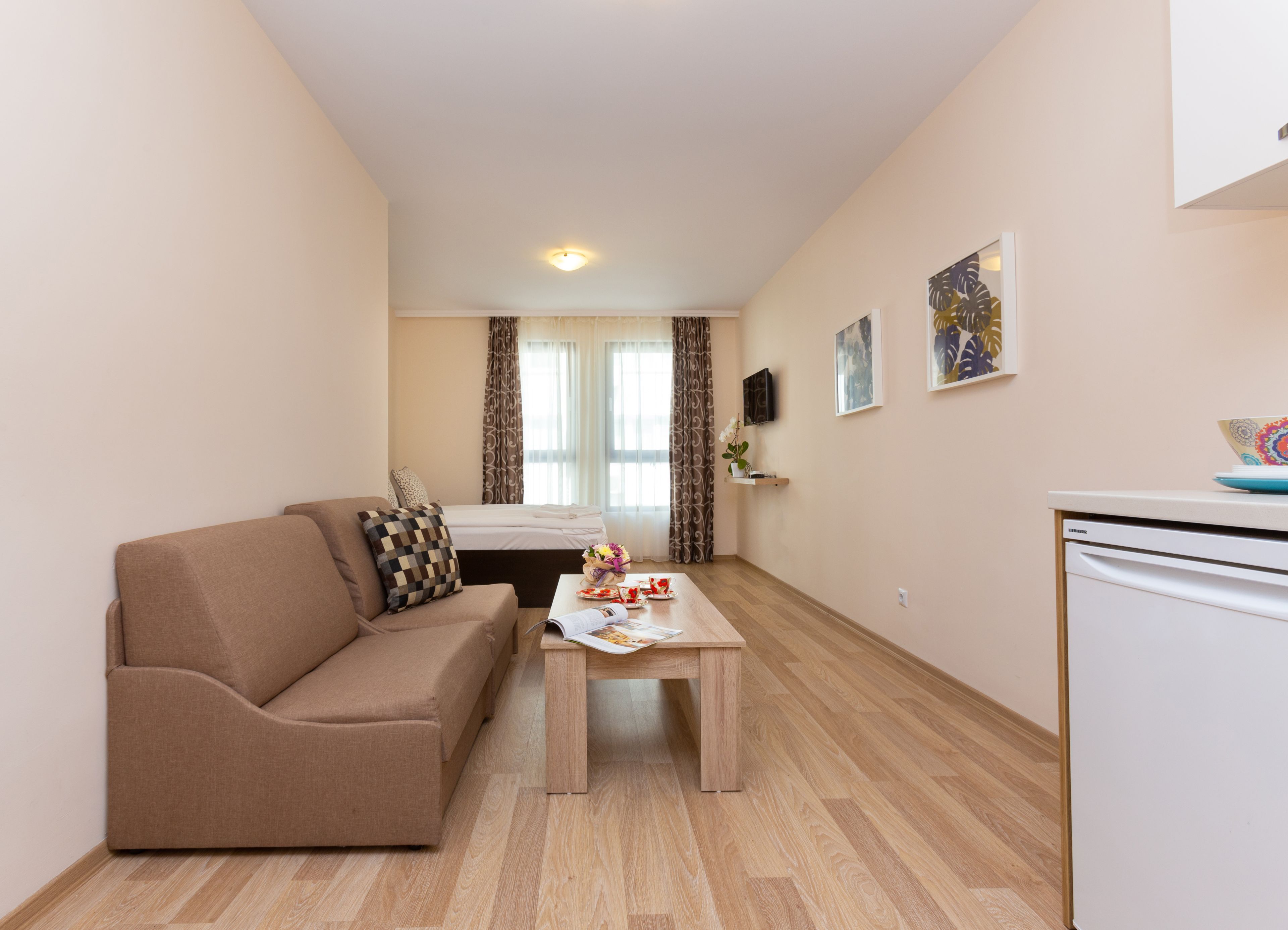 Dreibettzimmer (2 Einzelbetten + Schlafsessel) — Apartments Flora Burgas (2)